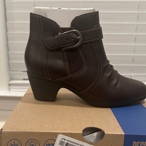 Clarks Dark Brown Ankle Booties with Buckle
